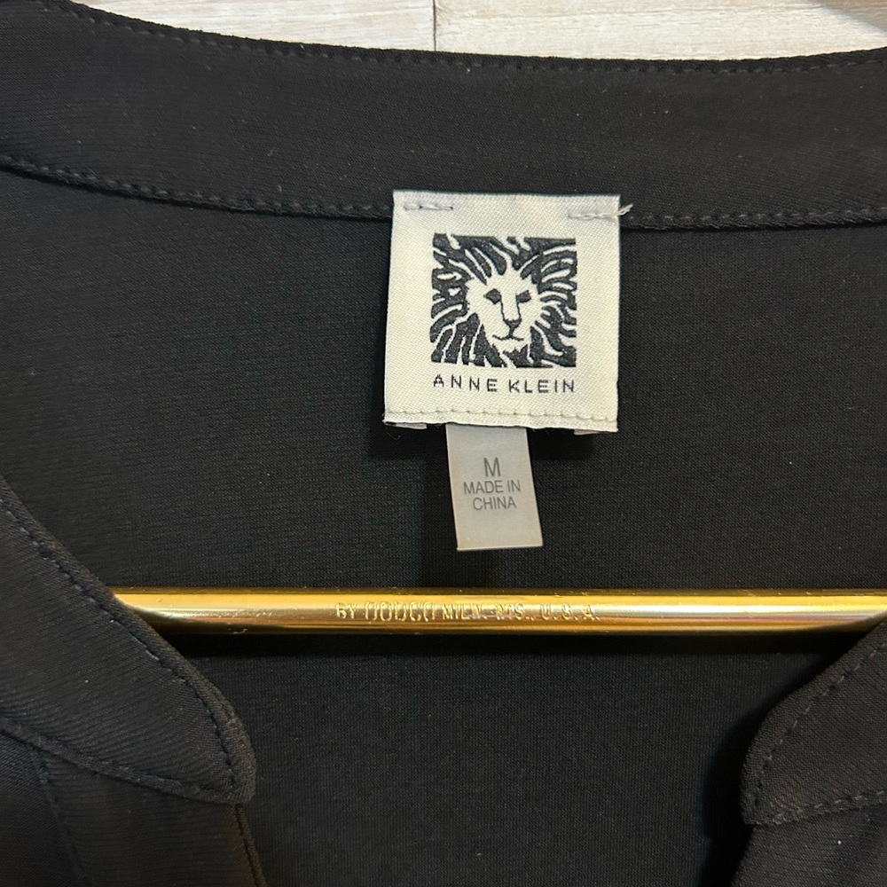 Anne Klein Black Partial Button Down Top - image 4